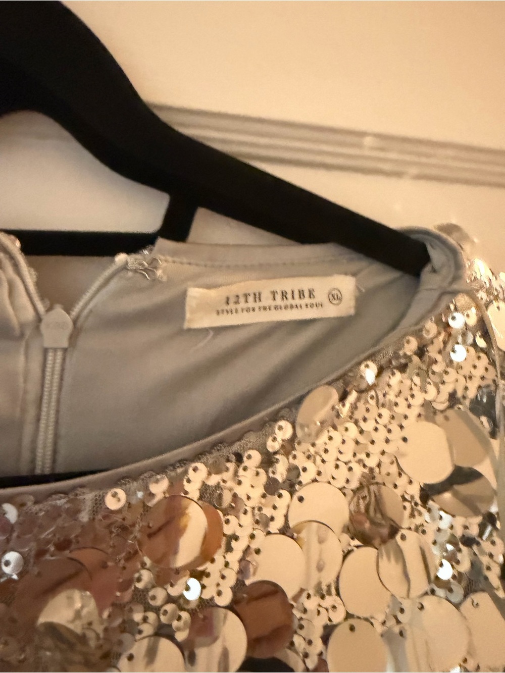 12th Tribe Silver Sequin Party Dress - Picture 2 of 2